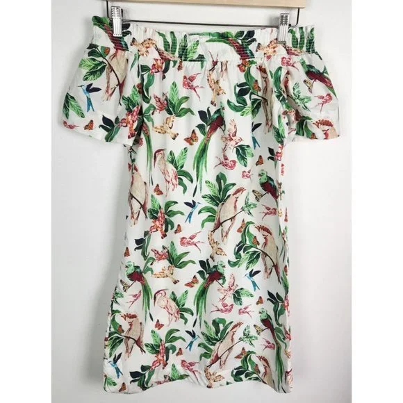ann taylor off the shoulder dress  Ann Taylor Off the Shoulder Midi Dress size M floral light blue